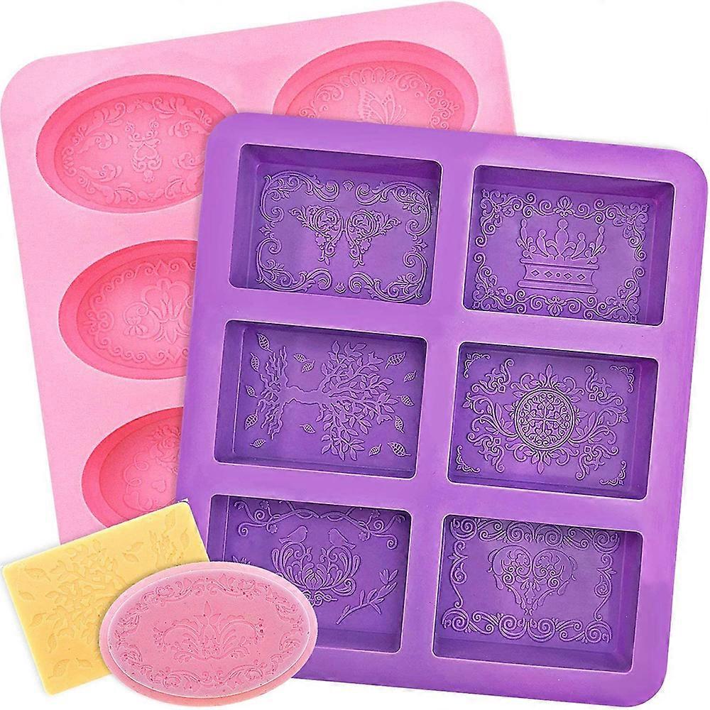 6-Hole Oval and Rectangular Silicone Soap Mold - Handmade Soap Making