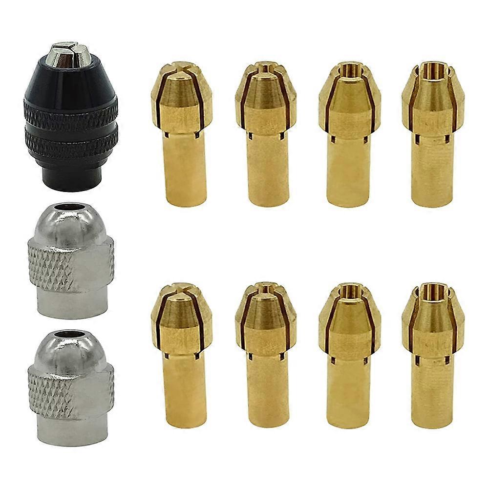 Drill Chuck Collet Set for , 11 Pcs Replacement 4485 Brass Quick Change Drill Nut Tool Set (1/32Inch to 1/8Inch)