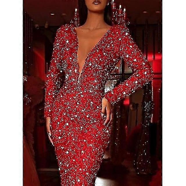 Robe Casse-Noisette à Paillettes Pour Femme | Robe Chemise Manches Longues Boutonnée Pour Fêtes De Noël, Club