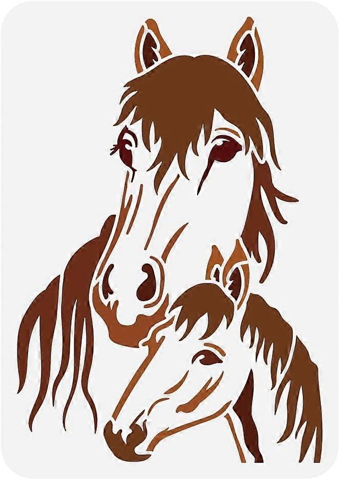 Horses Painting Stencil 8.3x11.7 inch Reusable Mare and Foal Pattern Drawing Template Mother's Day Decoration Stencil