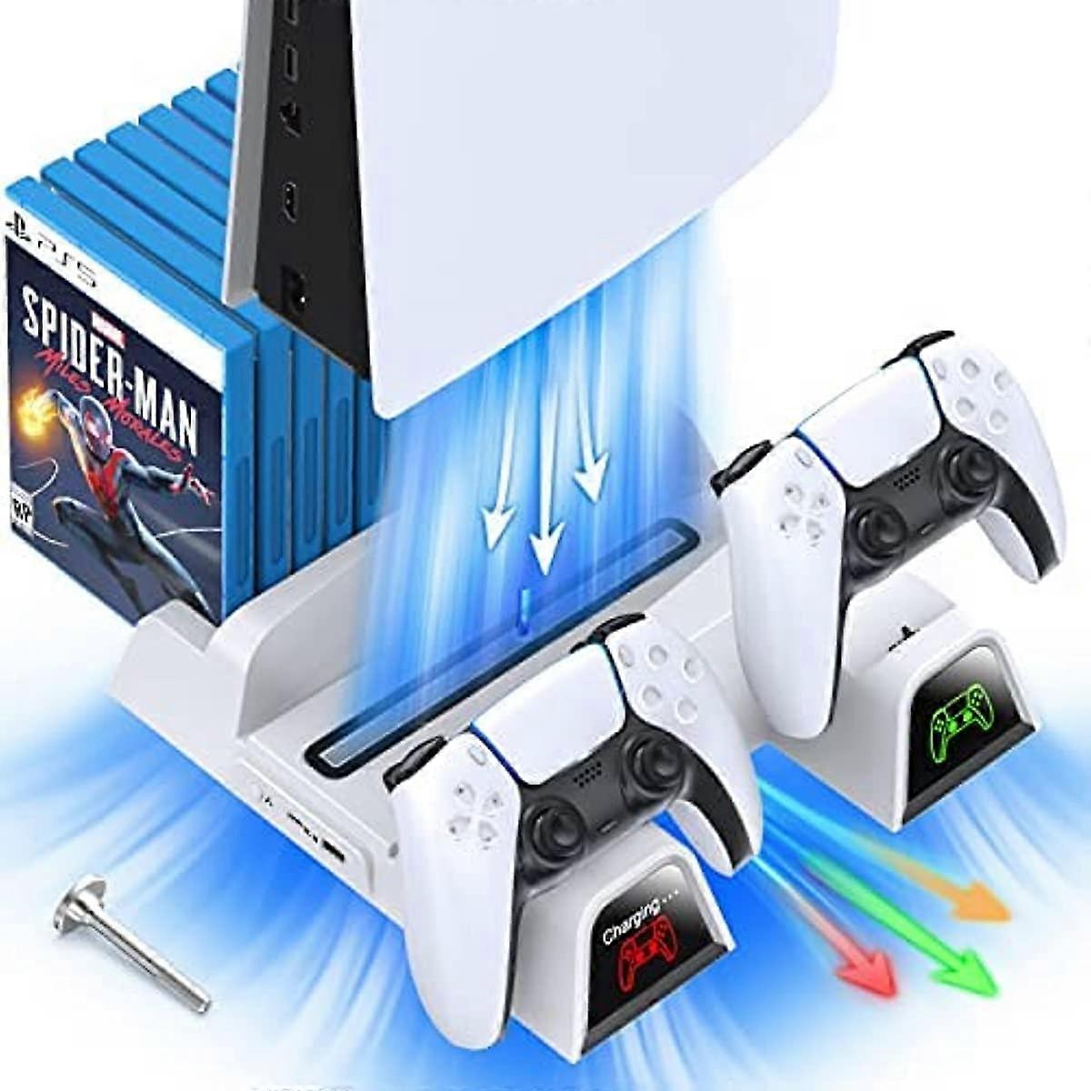 PS5 Stand with Cooling Fan and Dual Controller Charging Station for Playstation 5 PS5 Console  Upgraded PS5 Cooling Fan with Charging Dock Station and