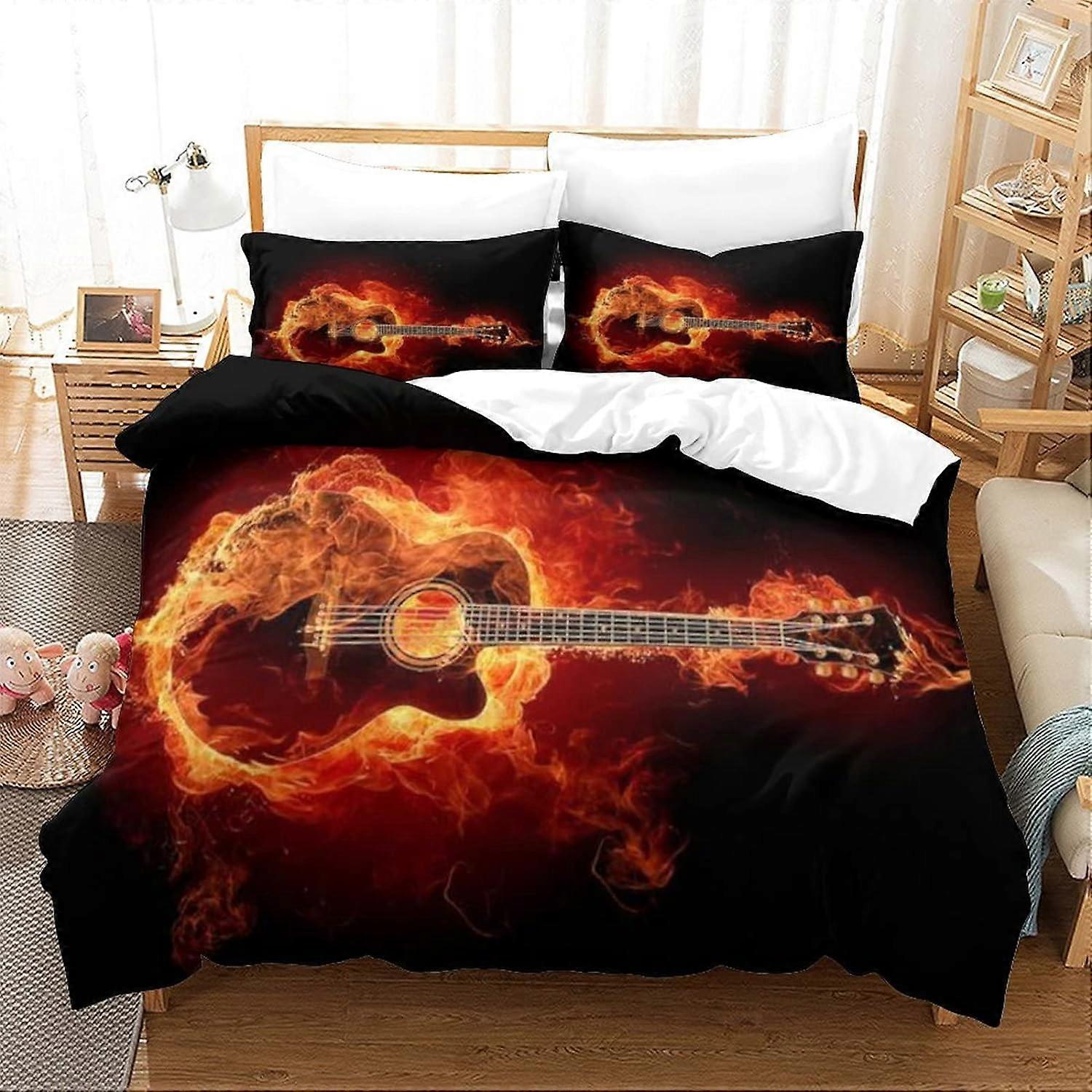 Guitar Duvet Cover Microfiber Bedding Set, Quilt Cover and
