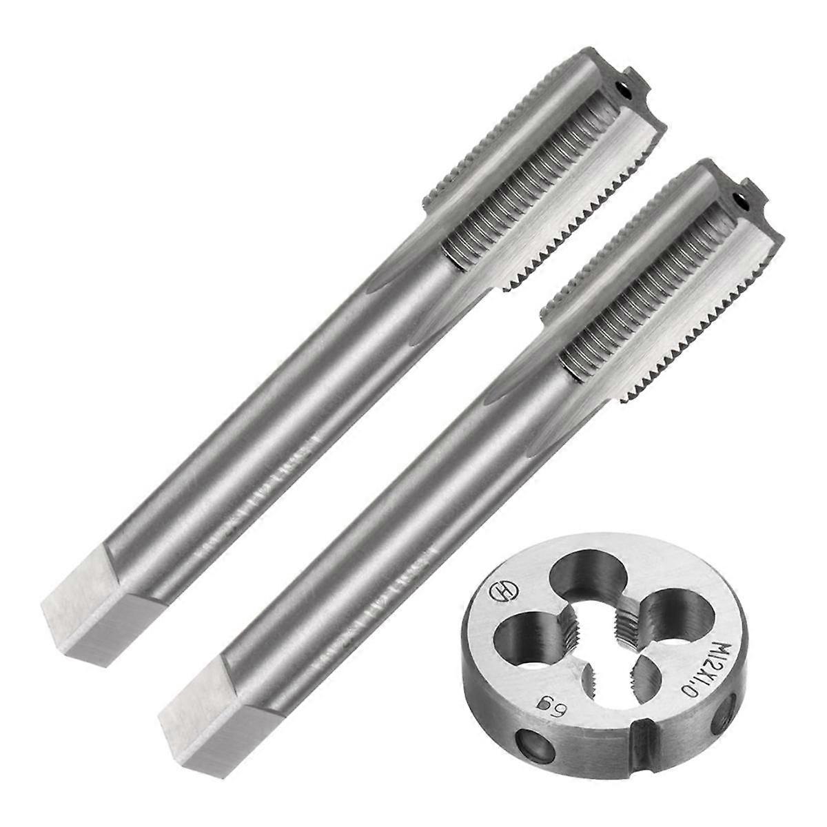 3Pcs Tap and Die Set, Metric M12 X 1 Thread Taps & Round Die, Tapping Threading Tool Tap & Die Kit for Nut Screw Bolt