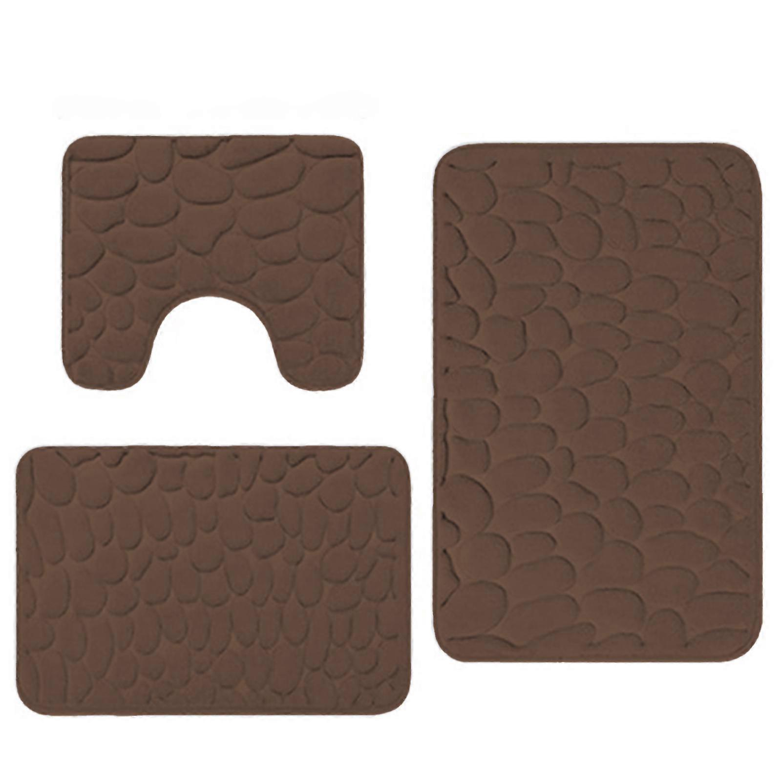 3-Piece Embossed Bathroom Mat Set - Absorbent Non-Slip Floor Rugs for Shower and Toilet, 40x50cm, 40x60cm, 50x80cm