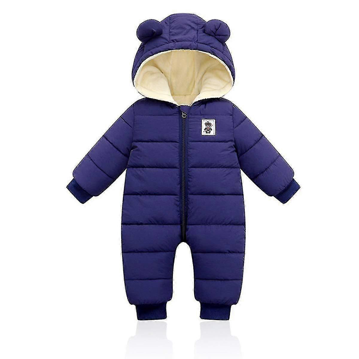 Μωρό χειμερινή φόρμα με κουκούλα, Romper Snowsuit αγόρια μακριά μανίκι κοστούμι ζεστά ρούχα δώρο (ναυτικό μπλε, 66cm)