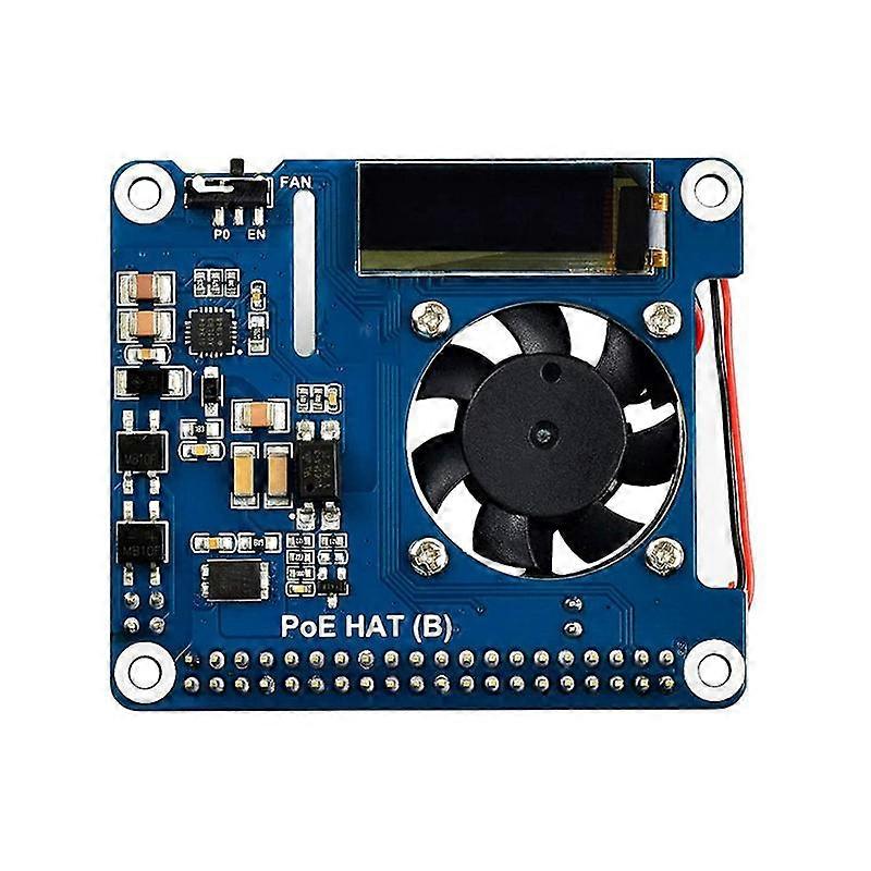 Power over Ethernet HAT Support 802.3Af PoE Network Expansion Board with OLED for Model B / 3B+
