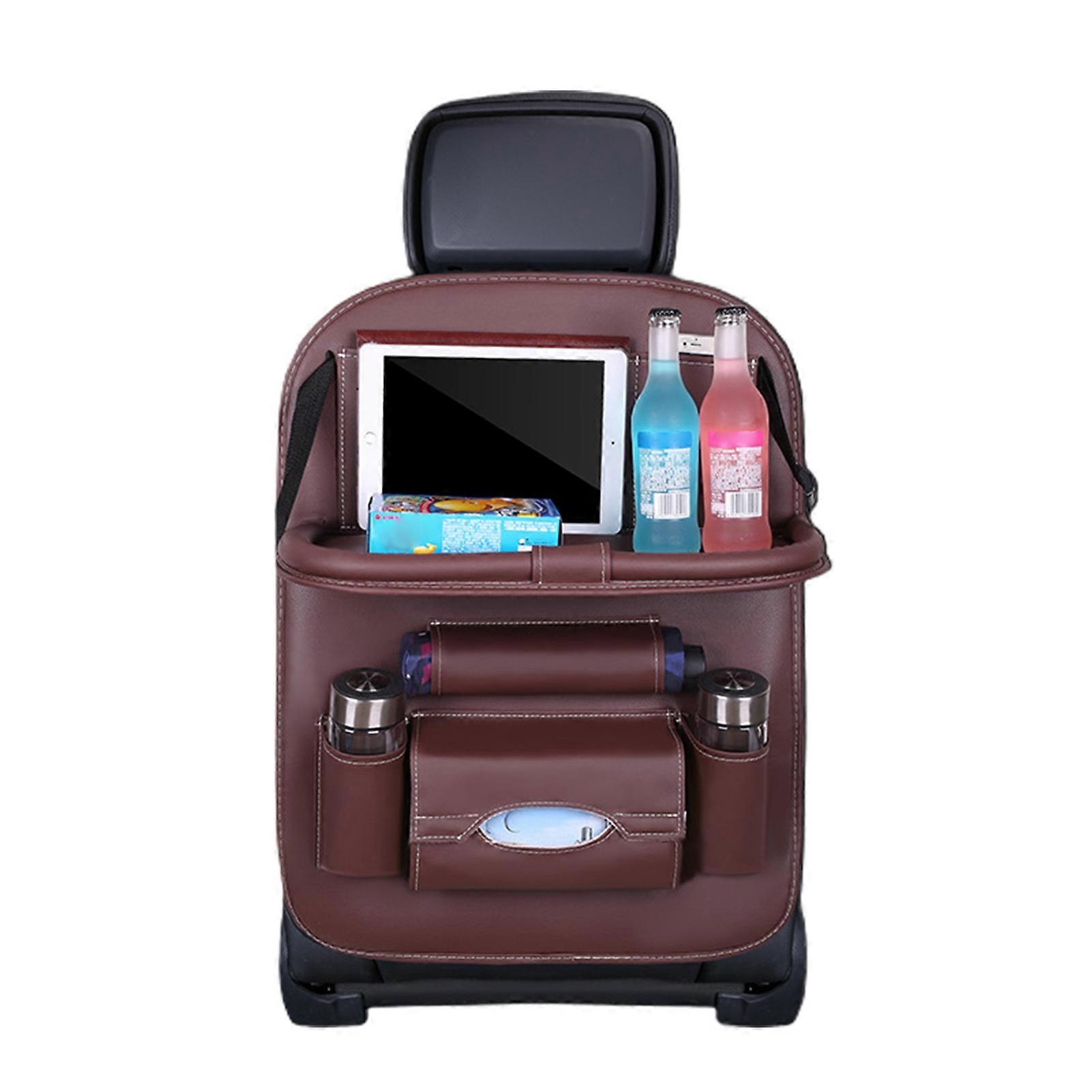 Car Backseat Organiser with Foldable Dining Table Multi Pocket Hanging Bag Large Capacity Kids Snacks Toys Holder