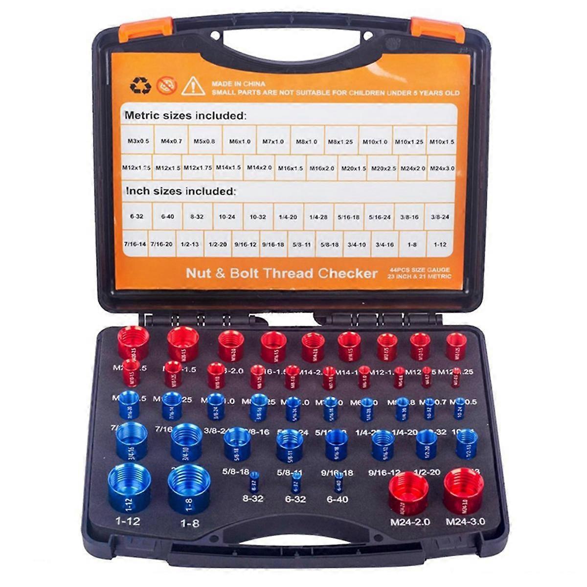 Nut and Bolt Checker Set,Practical ,Easy to Use Standard and Metric,44 Male/Female Gauges
