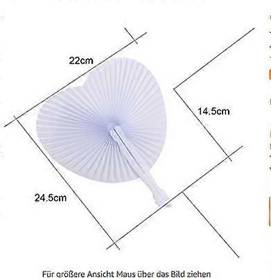 12st Bröllopspapper Fläktar Hjärtformade vitpappersfläktar Vikbara