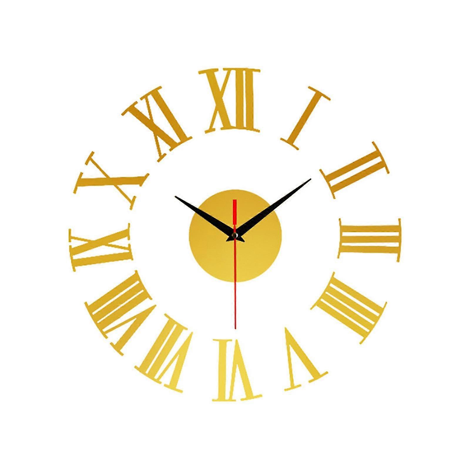 Frameless Diy Wall Mute Clock 3d Mirror Surface Sticker Home Office Decor