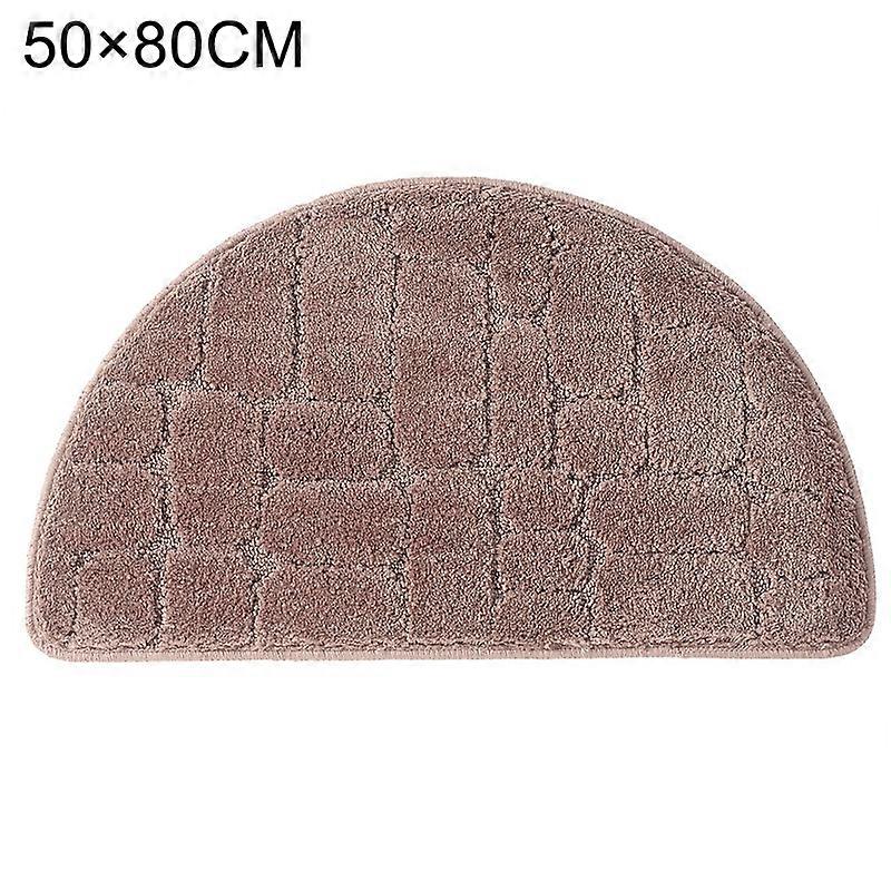 Solid Color Water Absorption Semicircular Bathroom Mat Door Floor Carpet Cushion