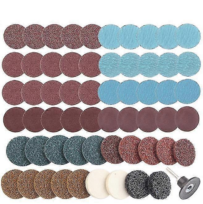 60pcs Sandpaper Sanding Discs Flocking Sheet Set Woodworking Tools Accessories