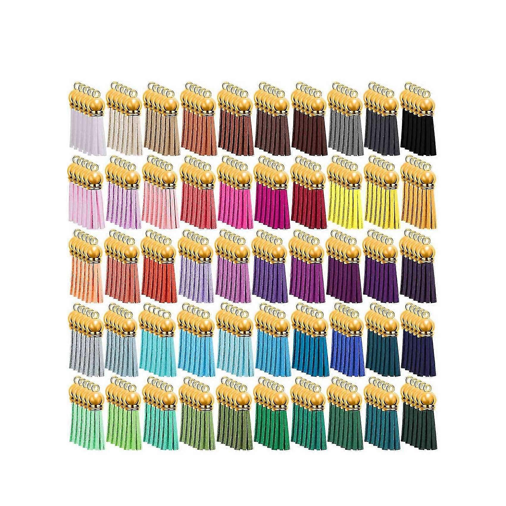 250 Pieces Keychain Tassels Bulk Colored Leather Tassel Pendants For Diy Keychain And Craft, 50 Colo