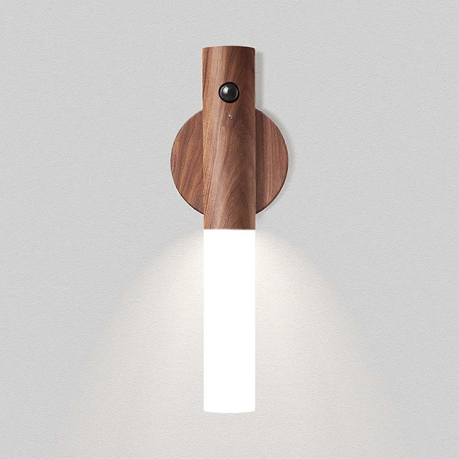 Indoor Wall Light with Sensor, Multi-Function Wood Lamp, Removable Designer Bedside Lamp with Magnetic Stand, Portable Rechargeable LED Night Light (W
