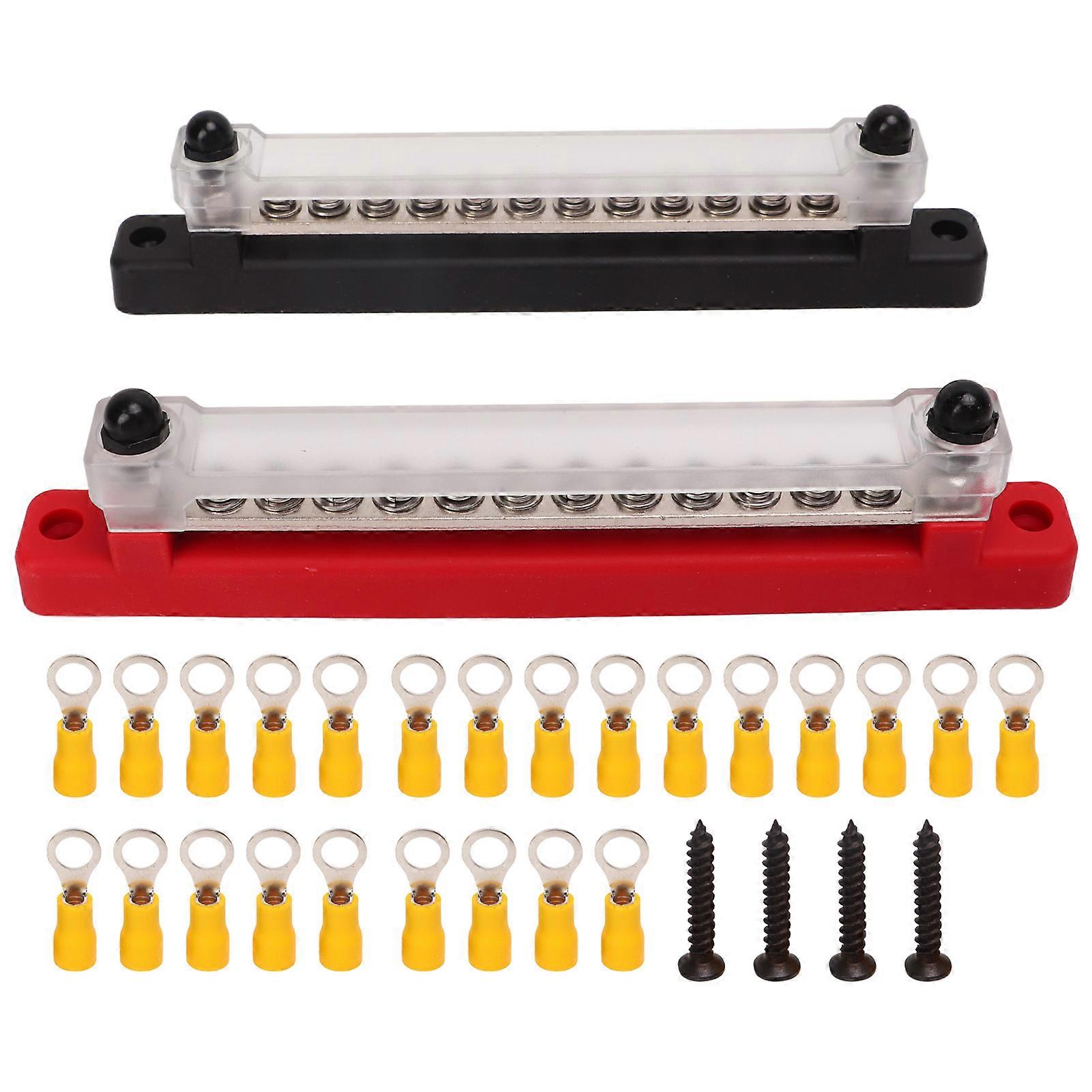 2pcs 12 Terminal Bus Bar 48V 150A Low Resistance Good Conductivity Power Distribution Block
