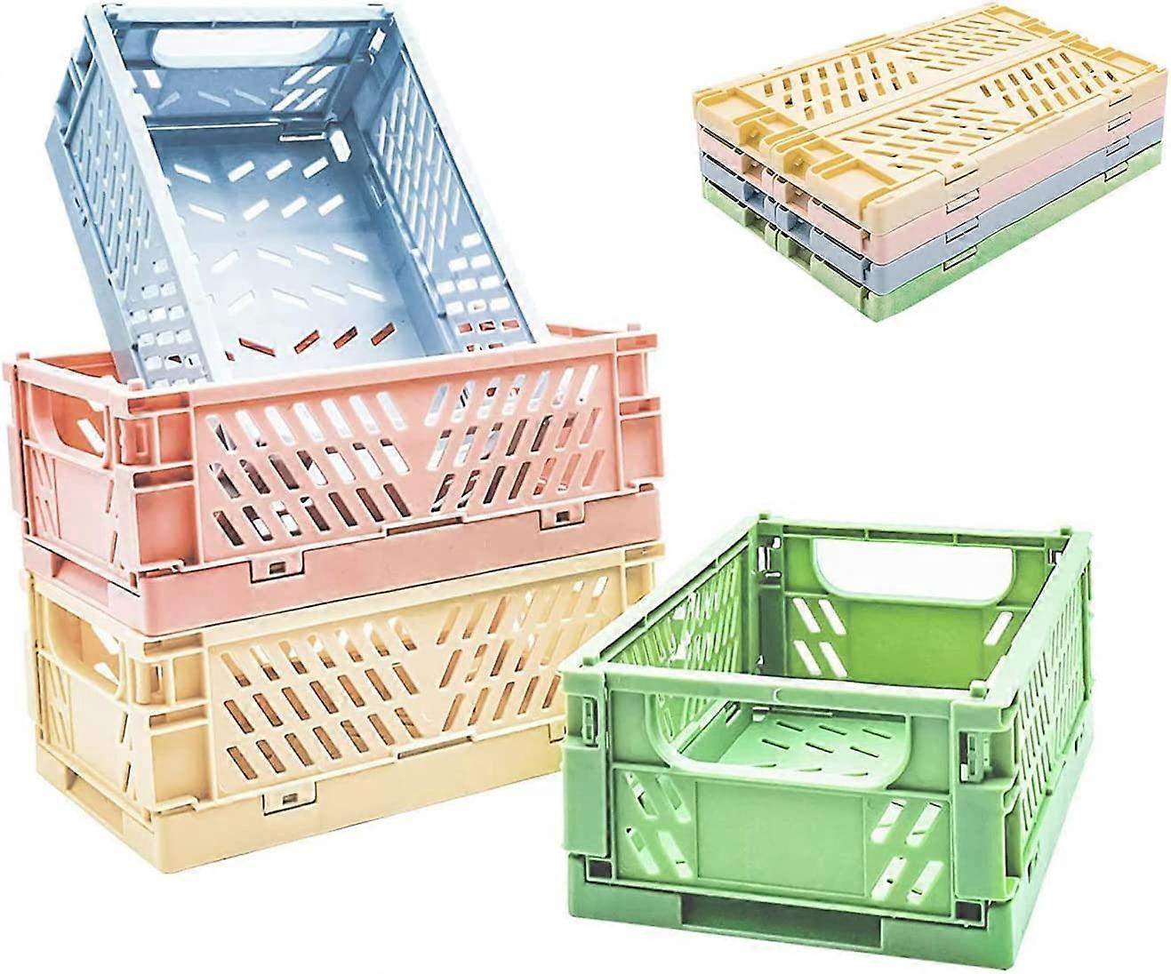 4pcs Mini Foldable Desk Crates Storage Box(5.9 x 3.8 x 2.2 inch)