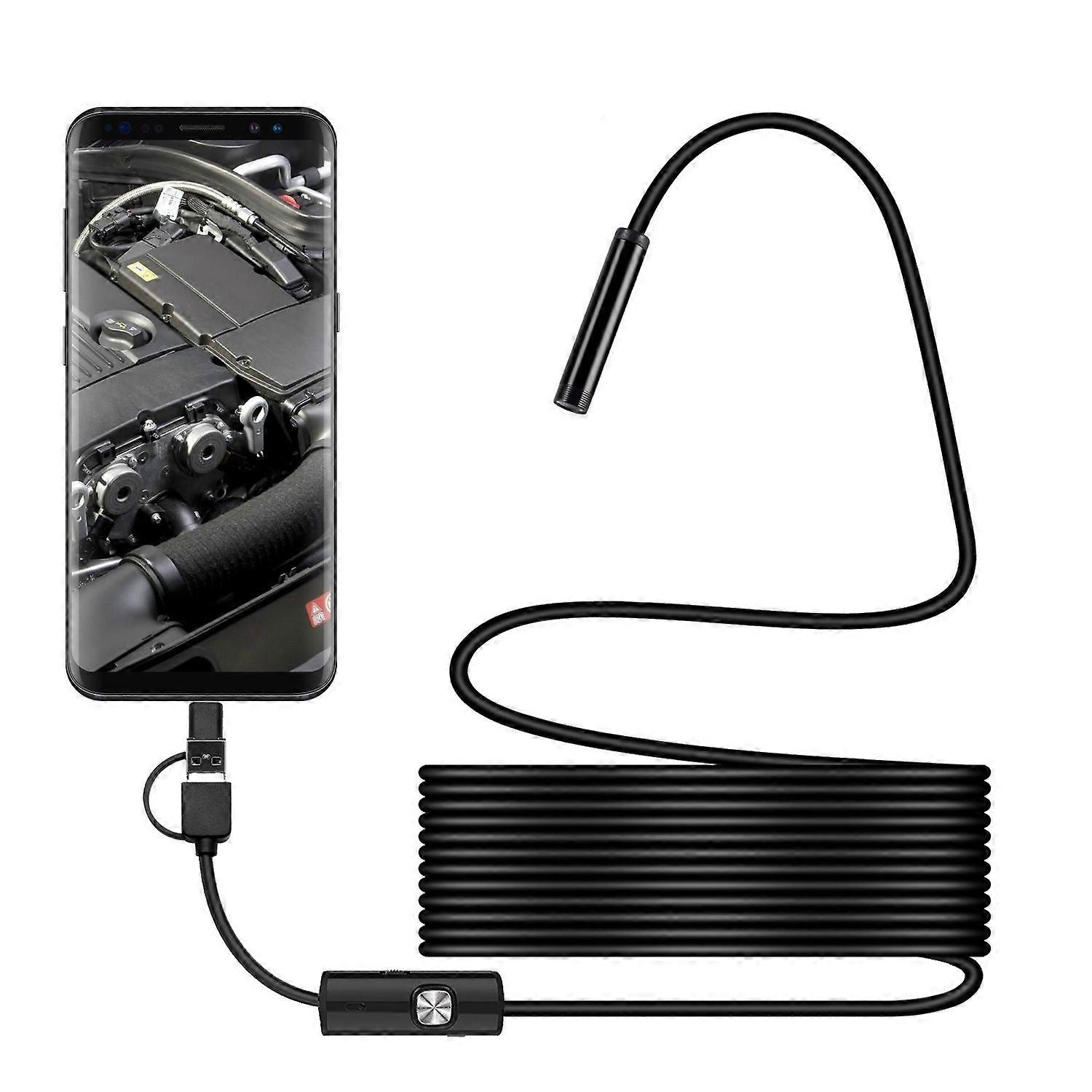 7mm USB Endoscope 2 in 1 Waterproof Endoscope Camera with 5m USB Cable for Android Phone Tablet Device Adapter640P
