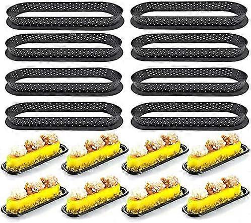 8PCS Cake Mold Perforated Cutter Oval-Shape Mousse Circle Ring Tart Decorating
