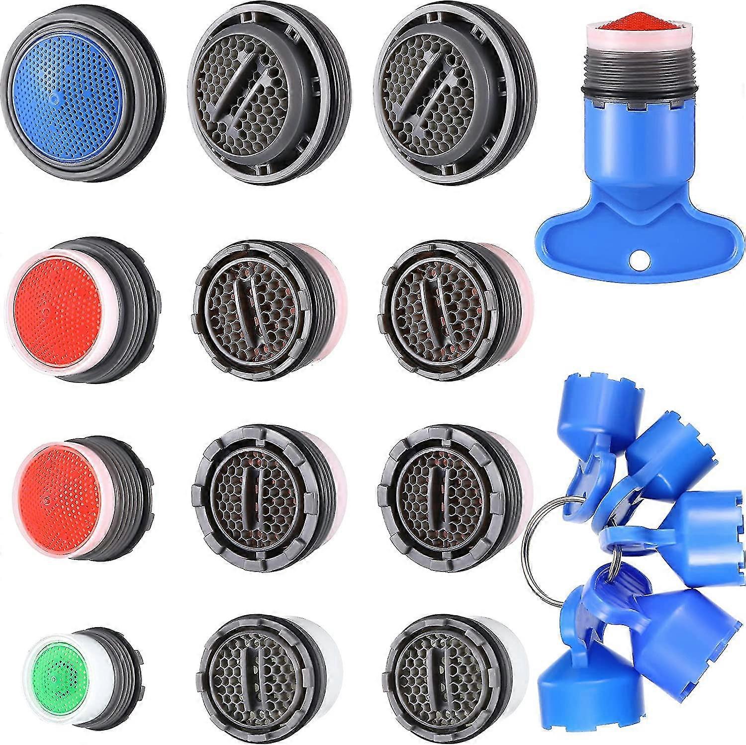 12 Pcs Faucet Aerator Replacement For Sink Aerators With 5 Pcs Faucet Aerator Key Removal Wrench Tool M16.5 18.5 21.5 24 Mm