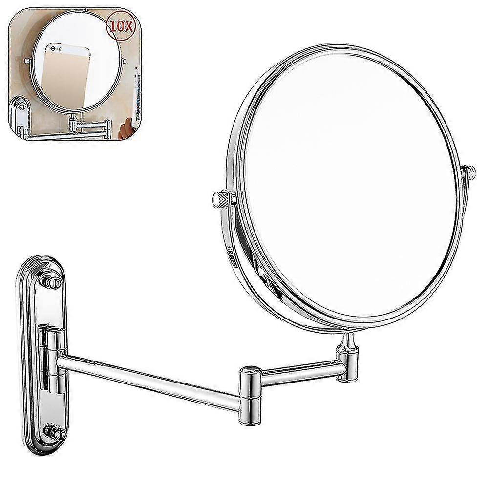 10x Magnifying Clear Makeup Mirror Bathroom Folding Easy Install Double Sided