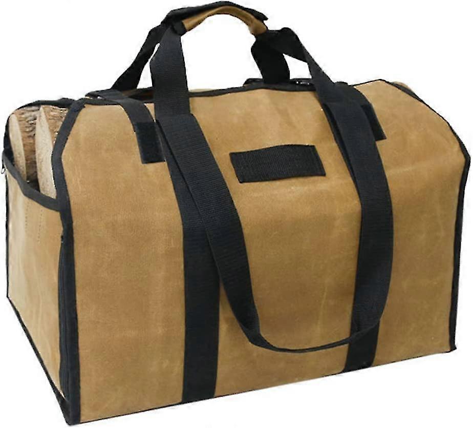 حقيبة حمل خشبية قوية ودائمة ، حامل سجل حطب قماش مشمع قوي ، سلة حطب لمواقد الخشب الداخلية