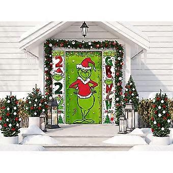 Arosche Weihnachts-Türdekoration – 1,8x2,9 M, Grinch-Design, Für Innen & Außen