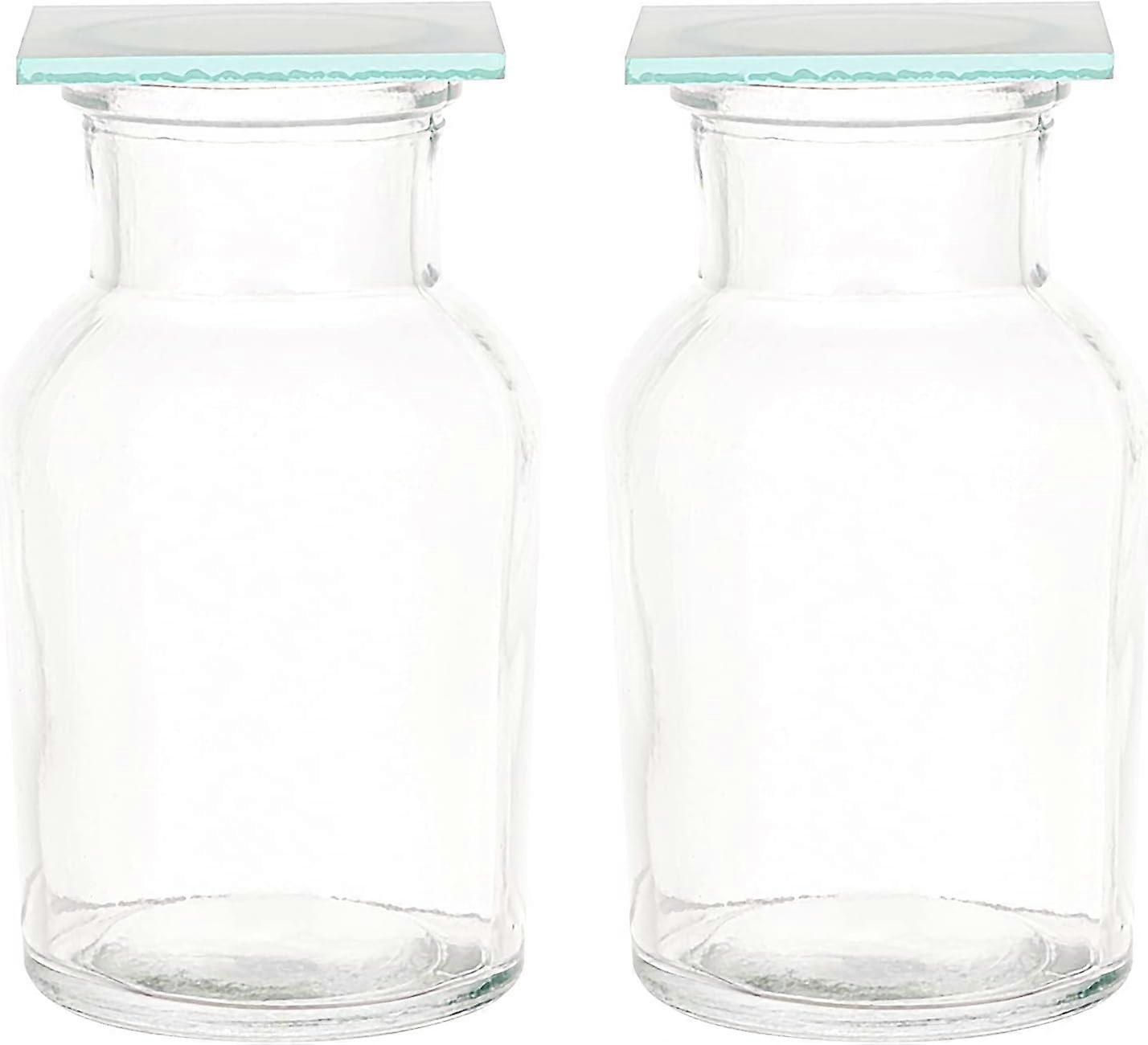 4 Set 125ml Laboratory Glass Bottle with Glass Microscope Slides Experiment Clear Glass Bottle Without Lid Wide Neck Lab Bottle for Gas Collecting Exp