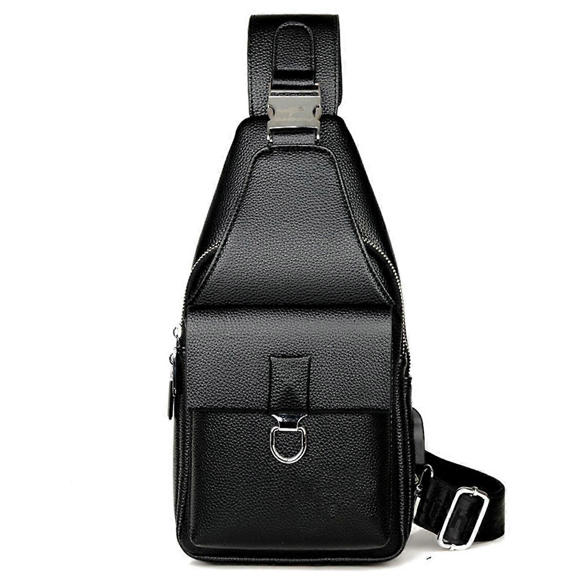 Férfi bőrszíjas táska, mellkastáska, válltáska, crossbody szabadidőtáska, multifunkcionális