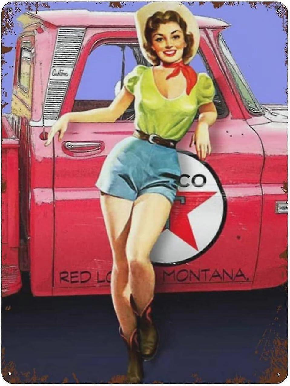 Placa de Metal Corrida Pinup Girl Vintage Lata Poster Placa de Metal 8x12 Polegadas OU 12x16 Polegadas Modo 2211