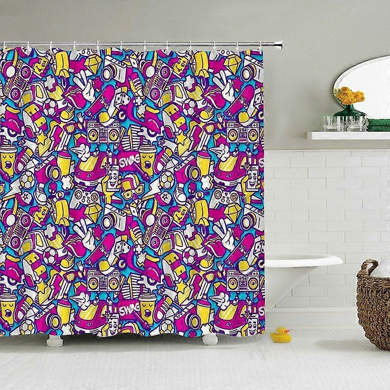 Home Decoration Shower Curtain Decorative Partition Screen Colorful Geometric Pattern Shower Curtain Shower Curtain-2354 /2025 New Style