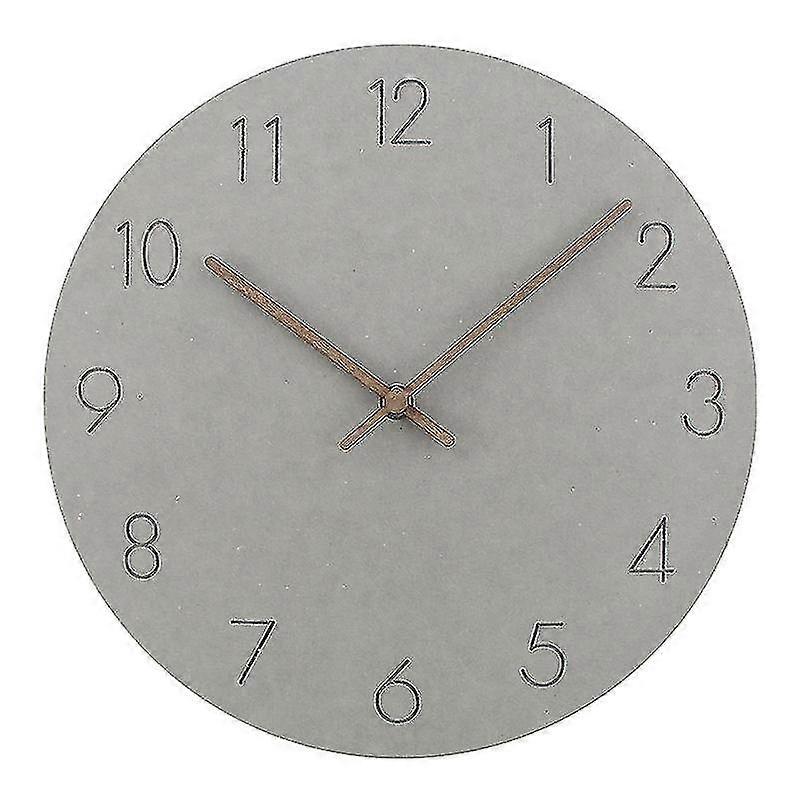 Modern Simple Round Wall Clock Classics Silent Wood Clock -grey