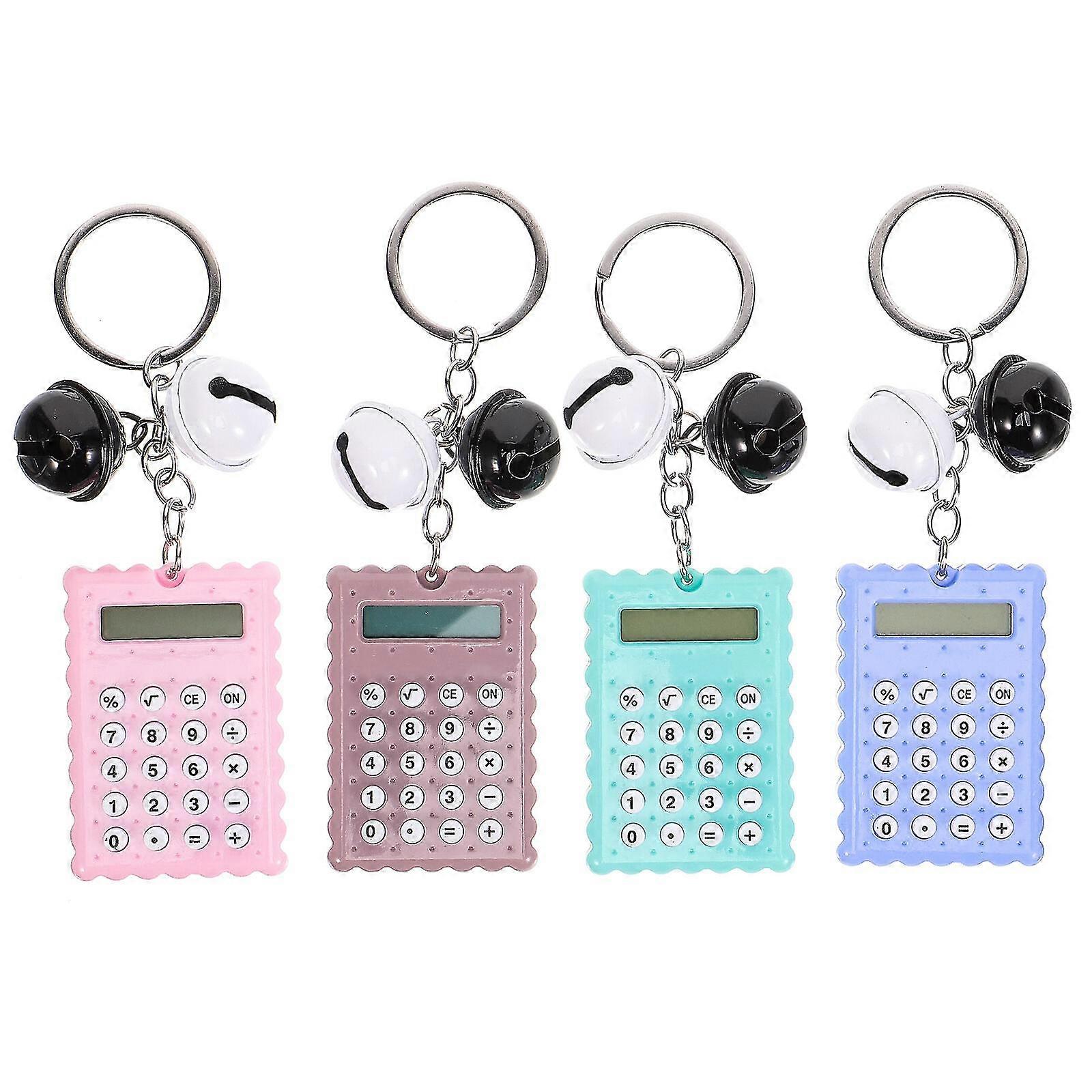 4pcs Plastic Small Calculators Keychains Calculators Adorable Biscuit Designed Calculators