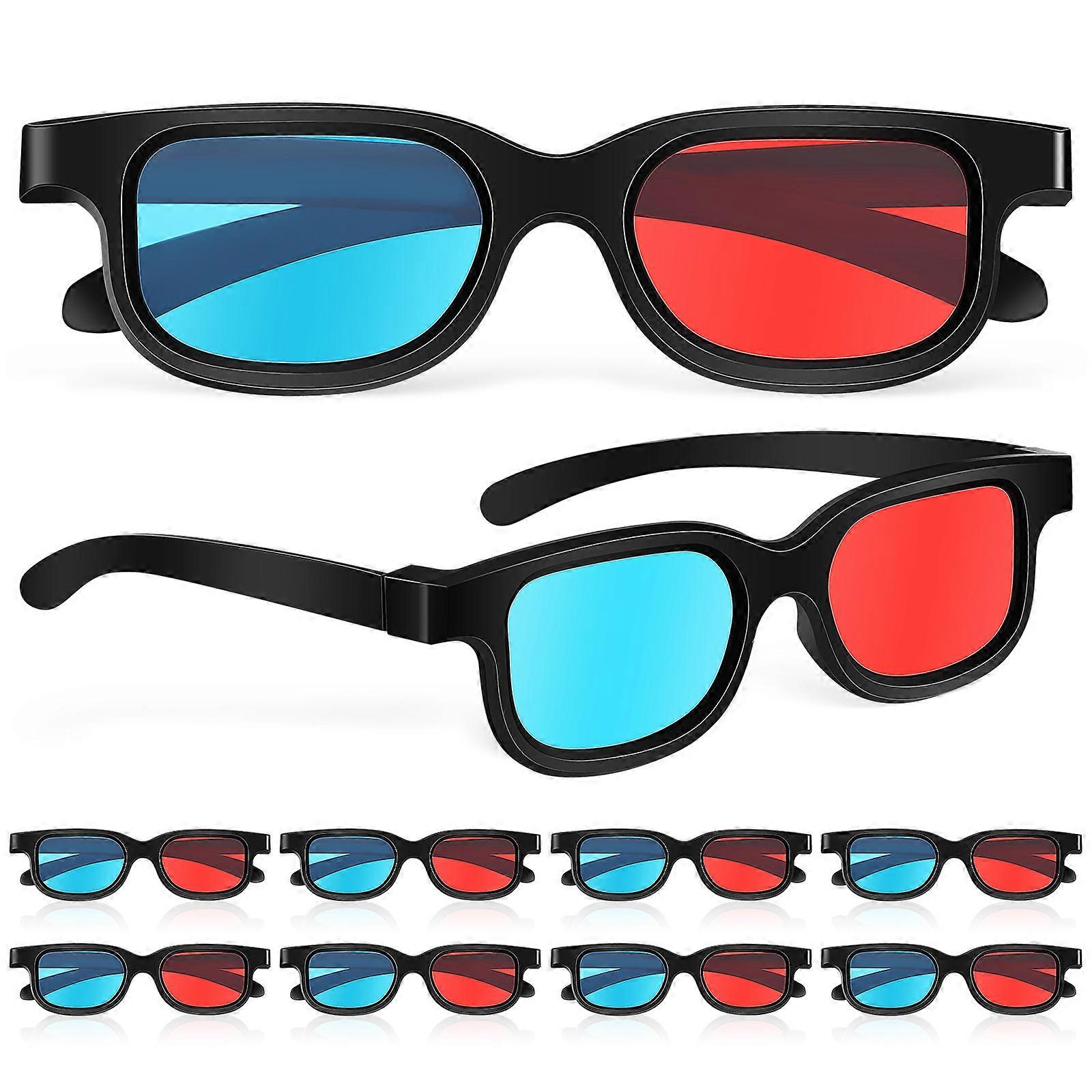 10 Pcs Viewing Glasses Red-Blue Lens 3D Glasses Compatible with Ordinary Computer Monitors TVs Theater Screens