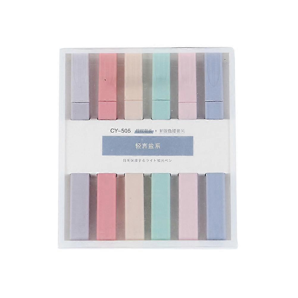 6-delad uppsättning mejselspets överstrykningspennor för studenter färgmålning skisskonst