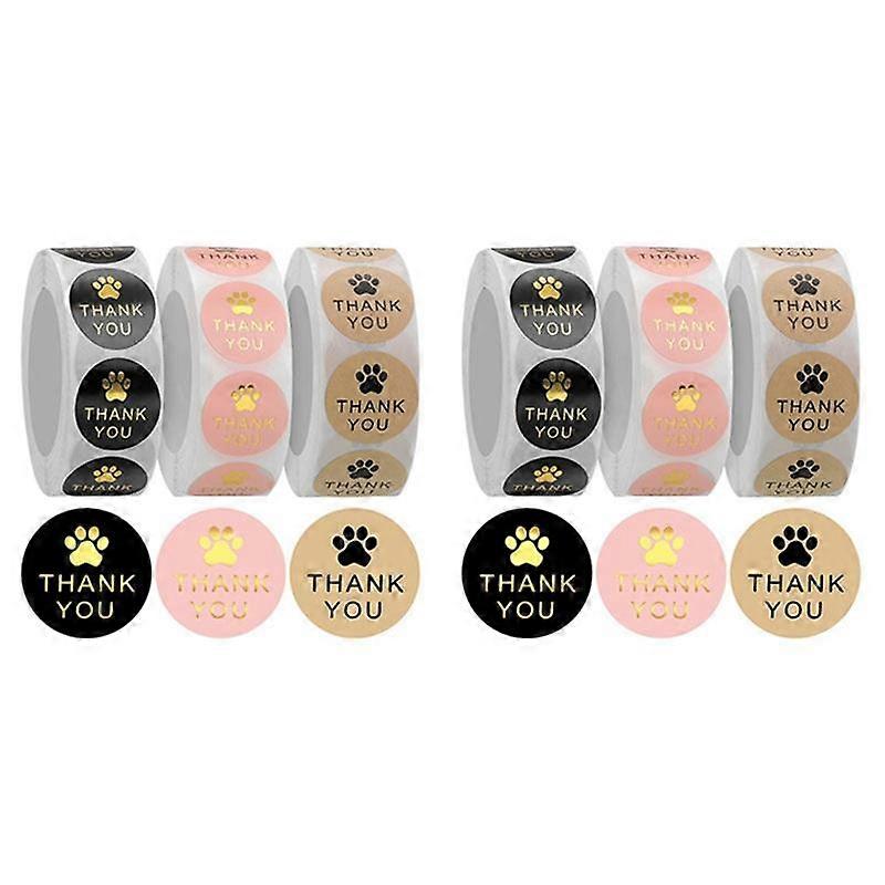 3000 Pcs Round Kraft Paws Print Thank You Labels Stickers, Dog Claw Print Labels, Present for Seali