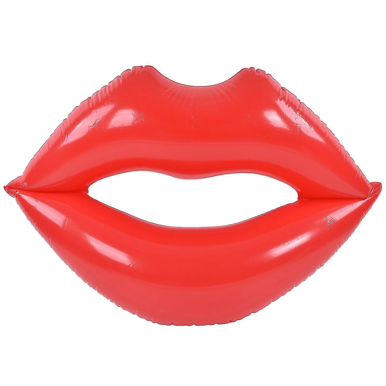 Inflatable Red Lips Waterbed for Adults - Thick PVC Pool FLOAT withMeasuring u0026Safety for Beach and Parties