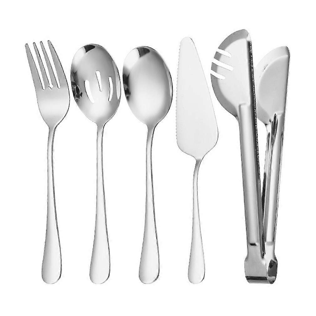 6pcs Cutlery Set Tableware Tableware Spoons Scrapers Fork Clamp Stainless Steel