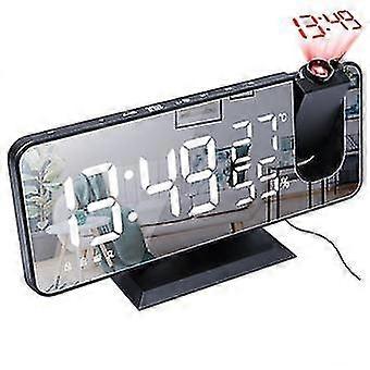 Led Digital Mirror Surface Projection Clock Radio