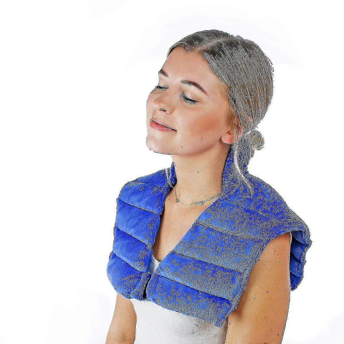 Srbtv-large Weighted Heating Pad With Stand-up Collar And Microwaveable Heating Pad, Suitable For Neck, Shoulders And Upper Back (blue)