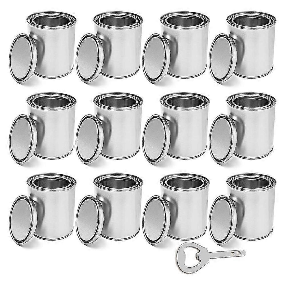 12 Pack Empty Paint Cans with Lids 0.4 Quart Tin Unlined Paint Bucket, Unlined Paint Bucket suitable for Crafts DIY Projects