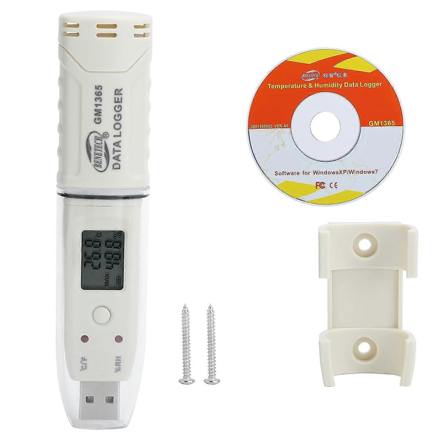 USB Temperature Humidity Data Logger Recorder Tester, Digital Temperature Humidity Logger Indoor Thermometer Hygrometer Detector Data Recorder With Al