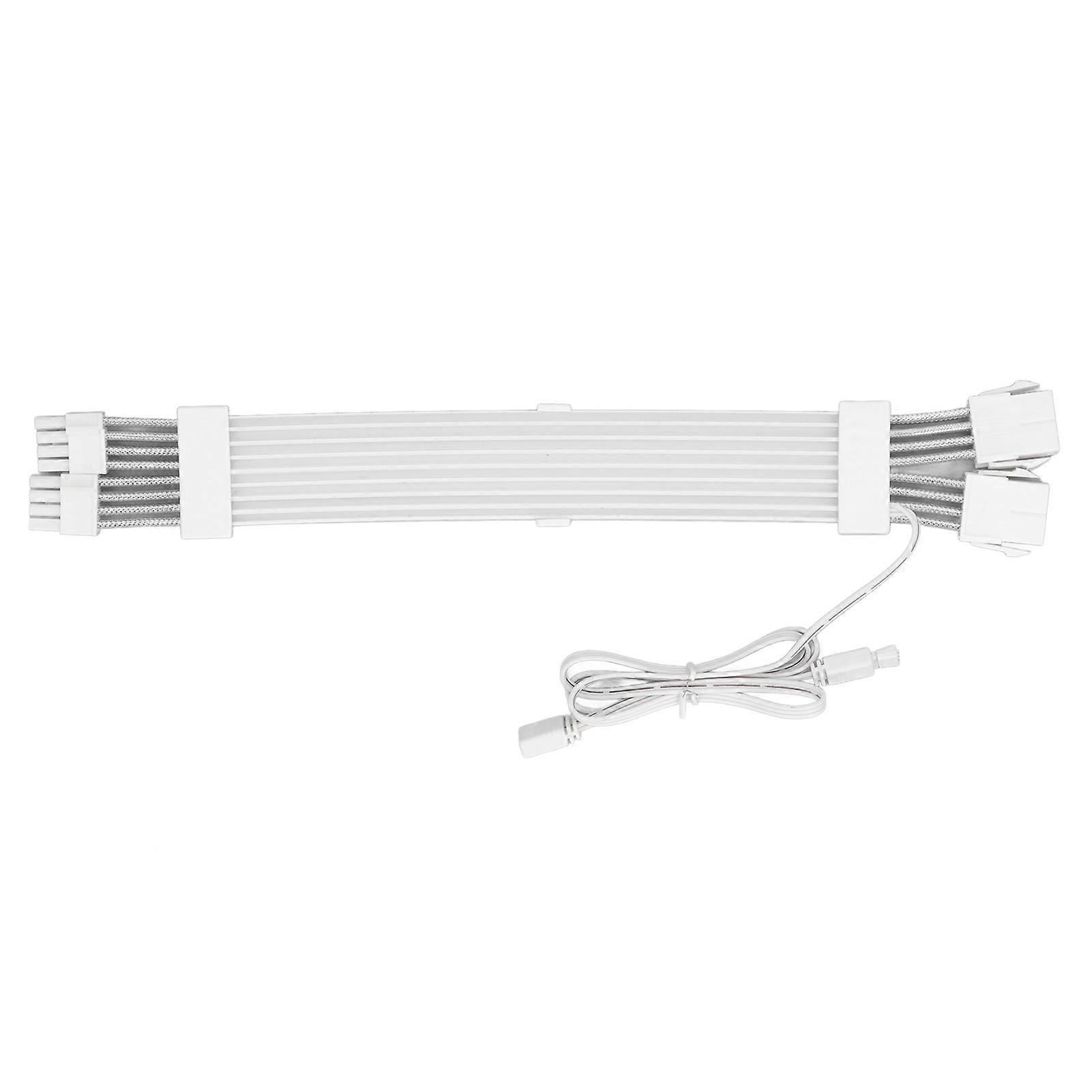 2x8Pin ARGB GPU Power Supply Cable 5V 3Pin Synchronized Double LED ARGB PSU Cable Graphics Card Power Extension Cable White