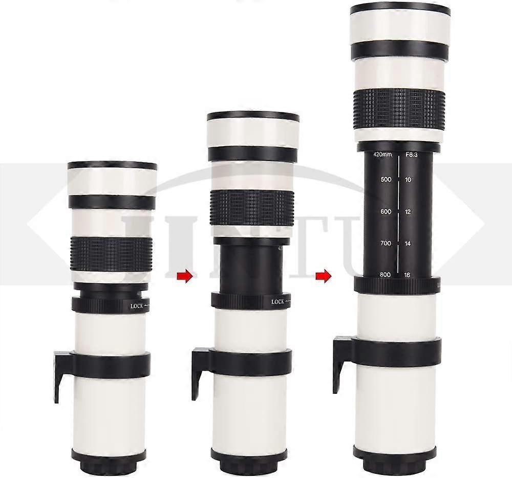 JINTU 420-800mm Manuelles Teleobjektiv Zoomobjektiv für Canon DSLR-Kameras SL2 T5 T5i T6 T6i 70D 80D 90D 60D 5D III 7D II 650D 550D