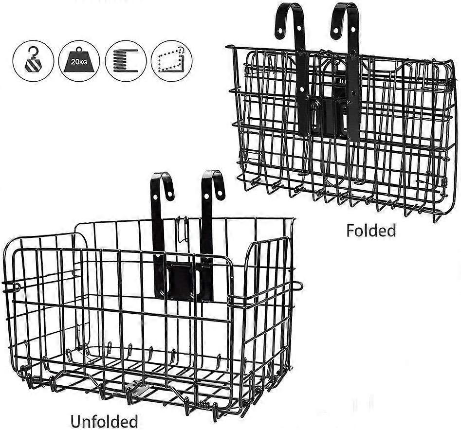 Mountain Bike Basket Foldable Metal Mesh Front Folding Rear Bicycle Basket Mesh Rack Carrier
