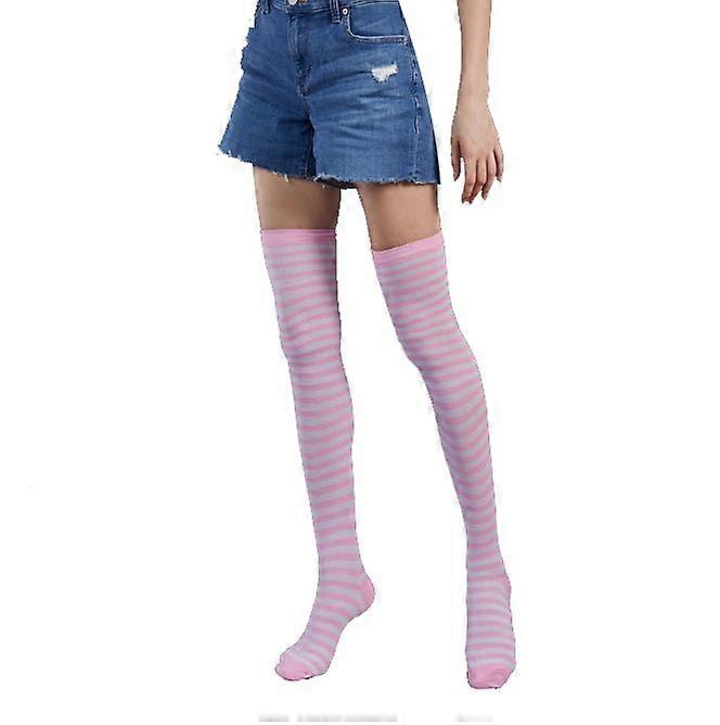 3 Pairs Christmas Women's Over Knee Long Opaque Striped Thigh High Socks