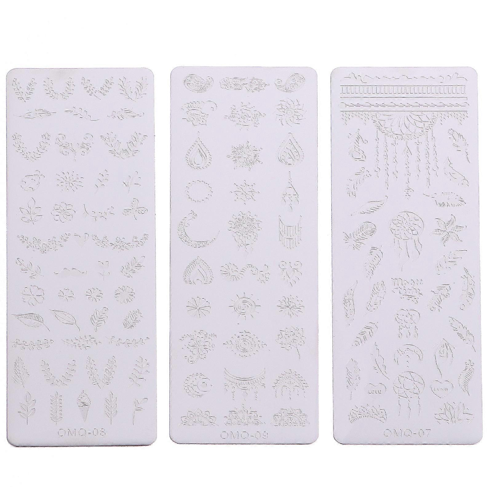 3pcs Creative Pattern Nail Stamping Plates Template Stencil for DIY Nail Art