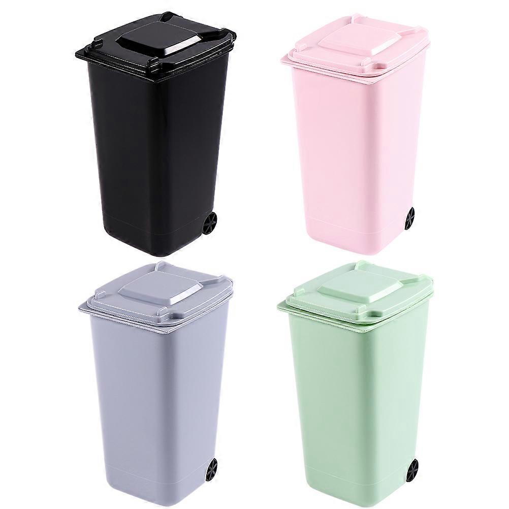 4Pcs Desktop Garbage Barrels Creative Trash Cans Rubbish Bins (Random Color)