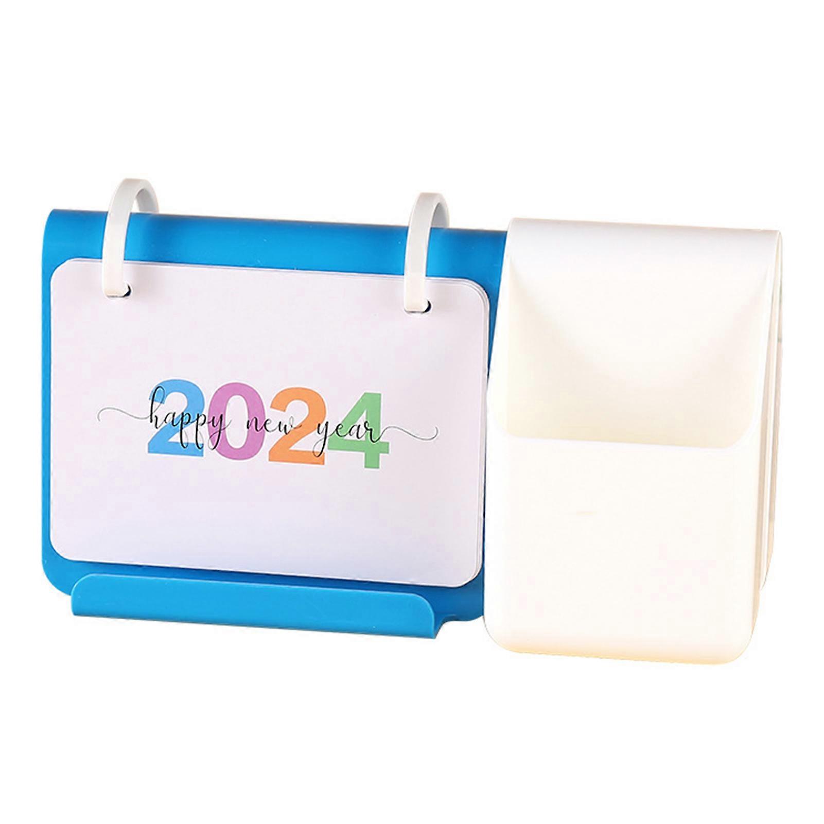 2024 Small Desk Calendar with Storage Box Clear Printing Exquisite Patterns Standing Calendar Recording Events Calendar QingHai