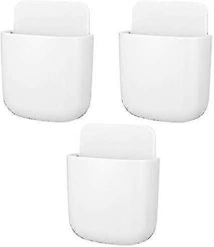 3 Pcs Remote Control Holders Wall Mount Office Storage Boxes (white)