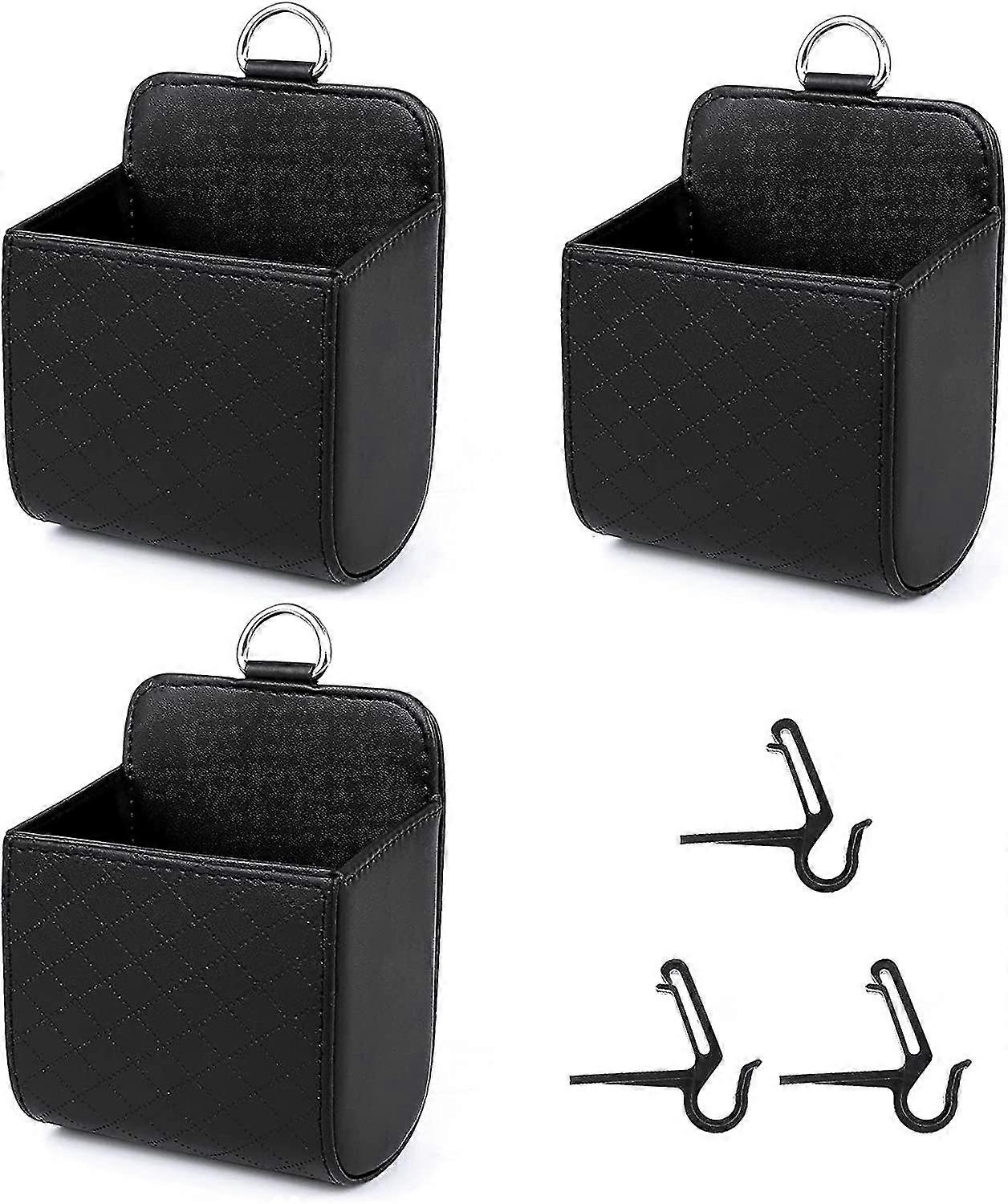 3 Pcs Car Organizer Interior Storage Bag Pu Car Interior Storage Accessories